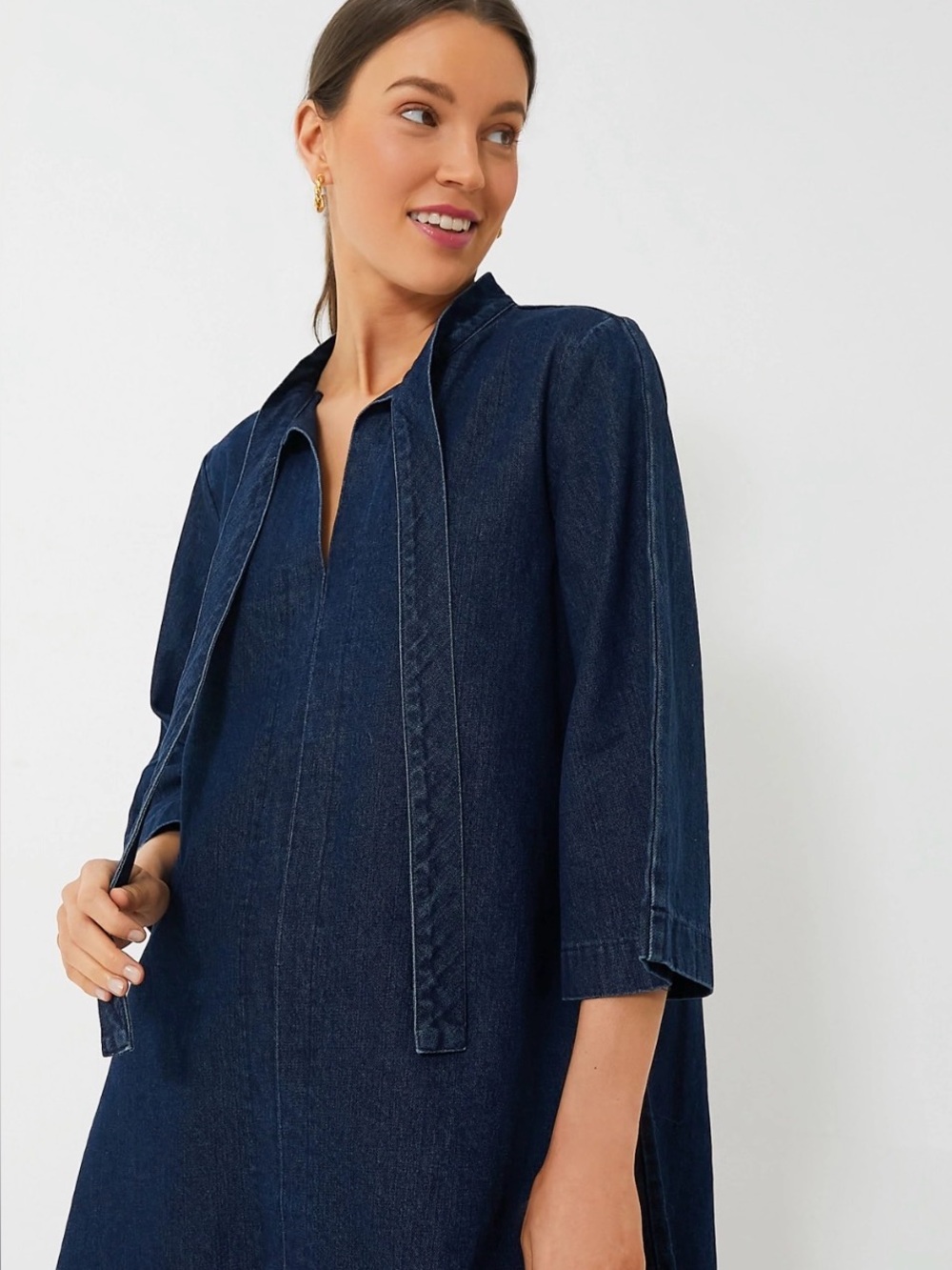 Tuckernuck Pomander Place Marsella Denim Tie-Neck Dress